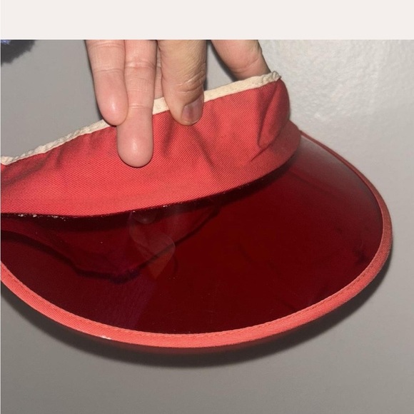 Vintage Red Visor Hat with Adjustable Strap - Picture 2 of 4